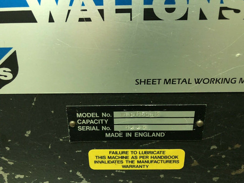 Walton’s 1.5m Sheet Metal Guillotine, photo 3