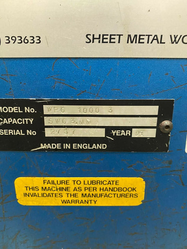 Walton’s 1m Sheet Metal Guillotine, photo 7