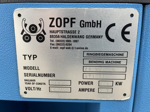 ZOPF ZB 70/2M Section Bending Rolls, photo 7